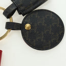 CELINE Macadam Canvas Triomphe Multi Key Ring Charm PVC Black Red Auth 179883M-15