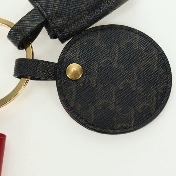 CELINE Macadam Canvas Triomphe Multi Key Ring Charm PVC Black Red Auth 179883M