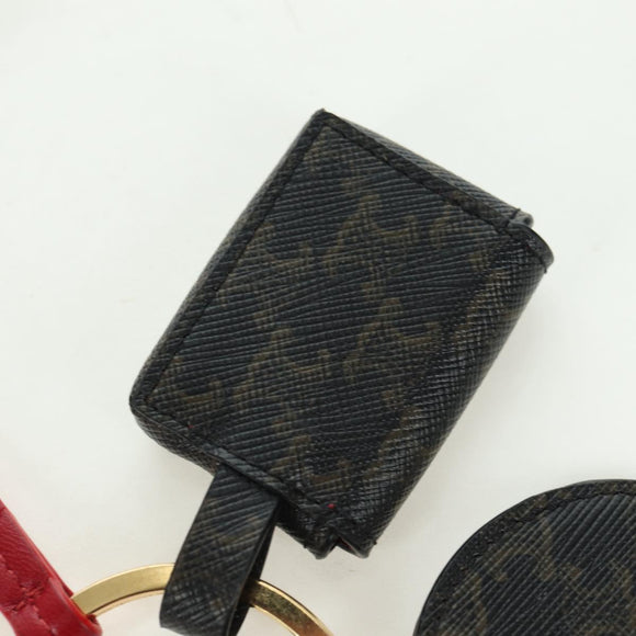 CELINE Macadam Canvas Triomphe Multi Key Ring Charm PVC Black Red Auth 179883M