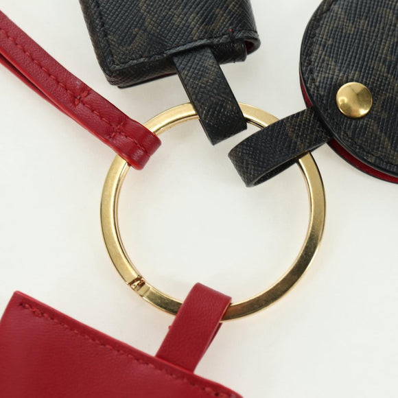 CELINE Macadam Canvas Triomphe Multi Key Ring Charm PVC Black Red Auth 179883M