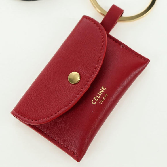 CELINE Macadam Canvas Triomphe Multi Key Ring Charm PVC Black Red Auth 179883M