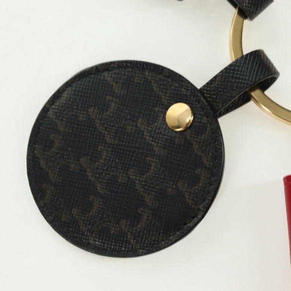 CELINE Macadam Canvas Triomphe Multi Key Ring Charm PVC Black Red Auth 179883M