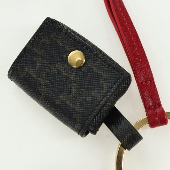 CELINE Macadam Canvas Triomphe Multi Key Ring Charm PVC Black Red Auth 179883M