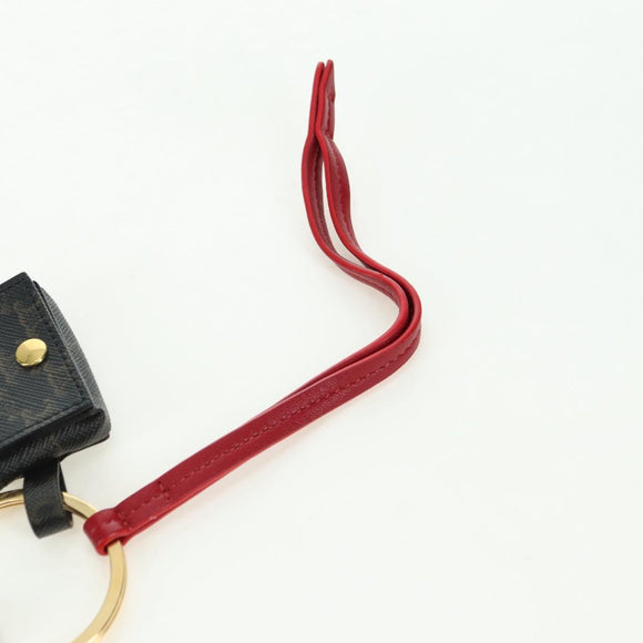 CELINE Macadam Canvas Triomphe Multi Key Ring Charm PVC Black Red Auth 179883M