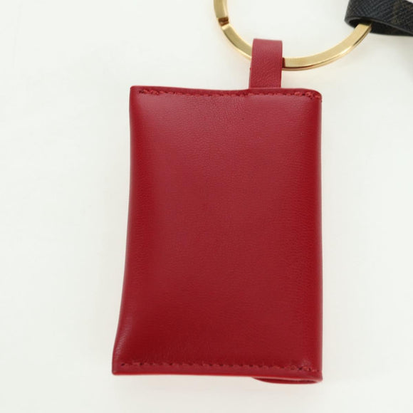 CELINE Macadam Canvas Triomphe Multi Key Ring Charm PVC Black Red Auth 179883M