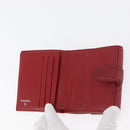 CHANEL Matelasse Compact Wallet Lamb Skin Red Silver CC Auth 179886A-7