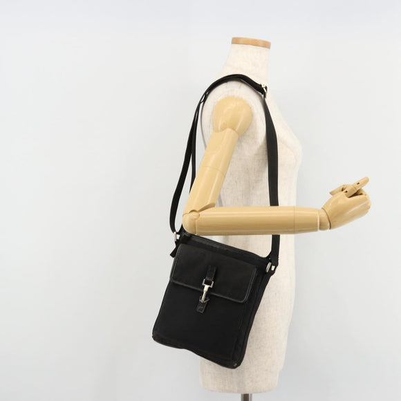 GUCCI Umhängetasche Nylon Schwarz Silber 92646 Auth 179896