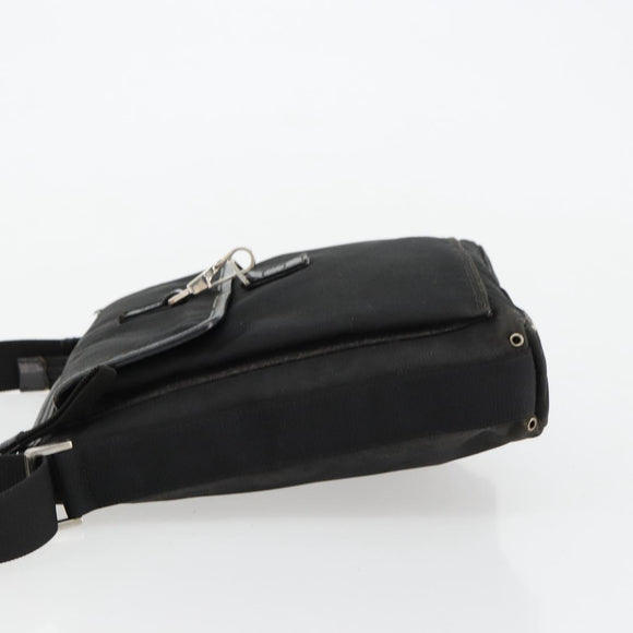 GUCCI Umhängetasche Nylon Schwarz Silber 92646 Auth 179896