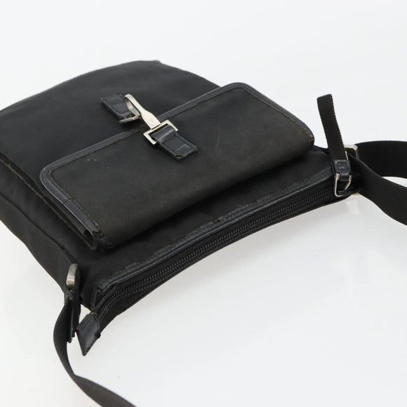 GUCCI Umhängetasche Nylon Schwarz Silber 92646 Auth 179896
