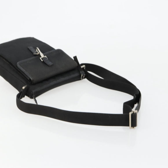 GUCCI Umhängetasche Nylon Schwarz Silber 92646 Auth 179896