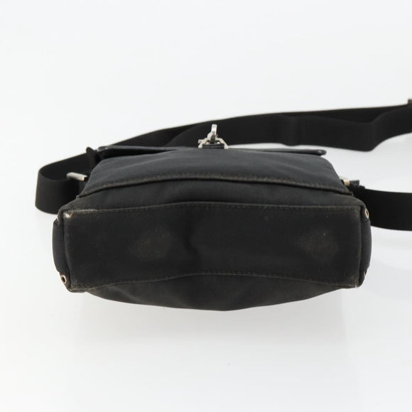 GUCCI Umhängetasche Nylon Schwarz Silber 92646 Auth 179896