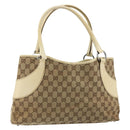 GUCCI GG Canvas Tragetasche Beige Silber 113015 Auth 179900-1