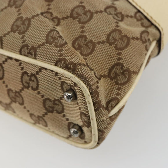 GUCCI GG Canvas Tragetasche Beige Silber 113015 Auth 179900