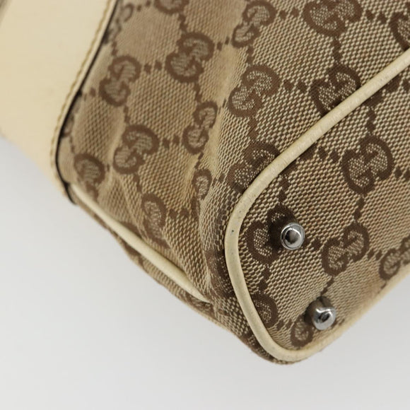 GUCCI GG Canvas Tragetasche Beige Silber 113015 Auth 179900