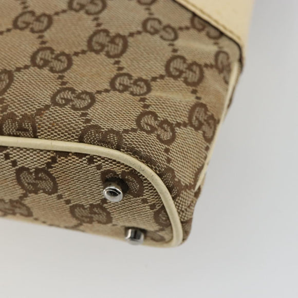 GUCCI GG Canvas Tragetasche Beige Silber 113015 Auth 179900