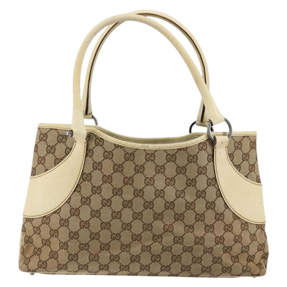GUCCI GG Canvas Tragetasche Beige Silber 113015 Auth 179900