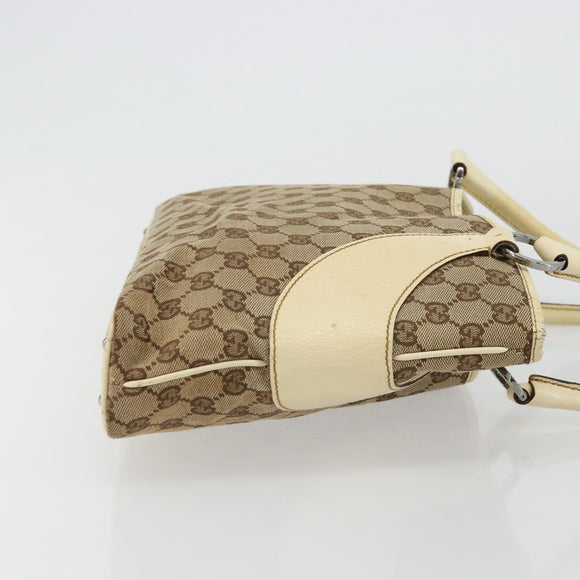 GUCCI GG Canvas Tragetasche Beige Silber 113015 Auth 179900