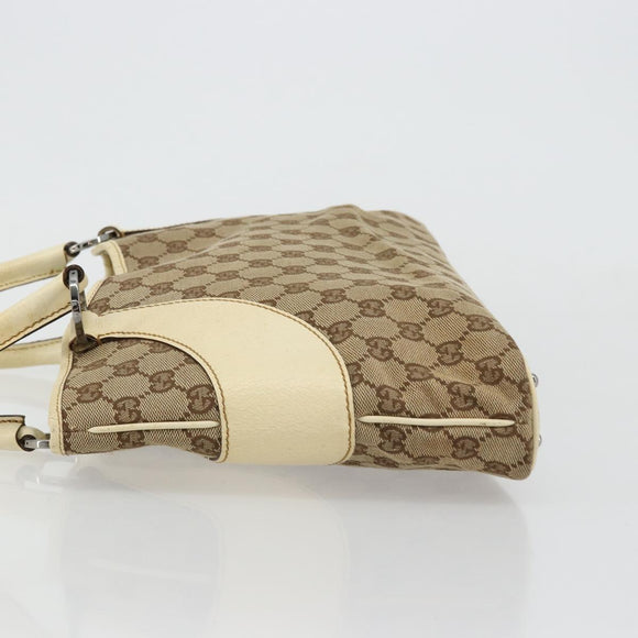 GUCCI GG Canvas Tragetasche Beige Silber 113015 Auth 179900
