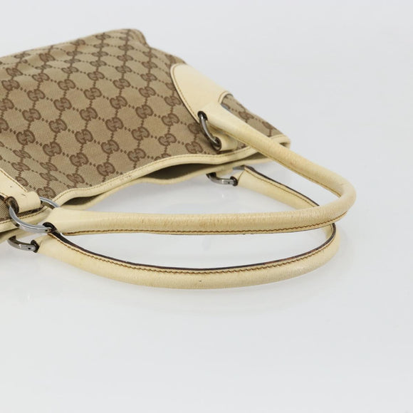 GUCCI GG Canvas Tragetasche Beige Silber 113015 Auth 179900