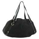 GUCCI GG Canvas Abbey Tote Bag Black Gold 130736 Auth 179901-1