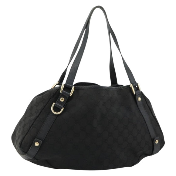 GUCCI GG Canvas Abbey Tote Bag Black Gold 130736 Auth 179901
