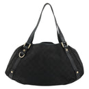 GUCCI GG Canvas Abbey Tote Bag Black Gold 130736 Auth 179901-2