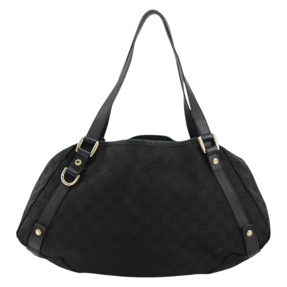 GUCCI GG Canvas Abbey Tote Bag Black Gold 130736 Auth 179901
