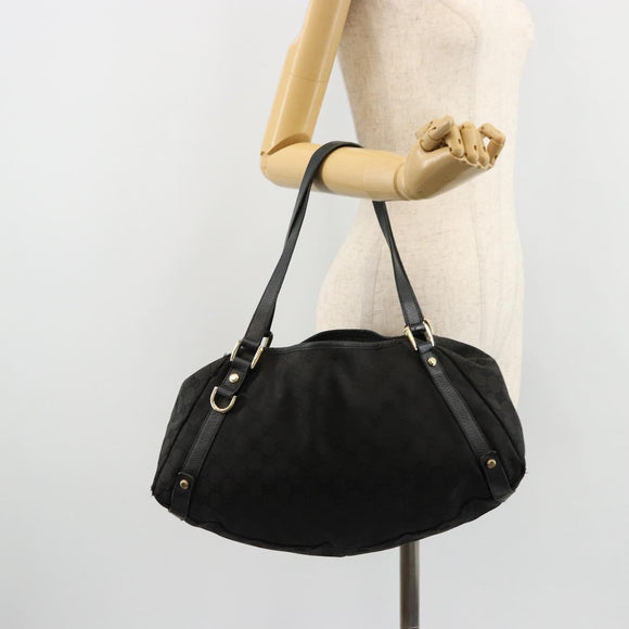 GUCCI GG Canvas Abbey Tote Bag Black Gold 130736 Auth 179901