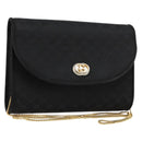 GUCCI Micro GG Canvas Chain Shoulder Bag Black Gold Auth 179903-1