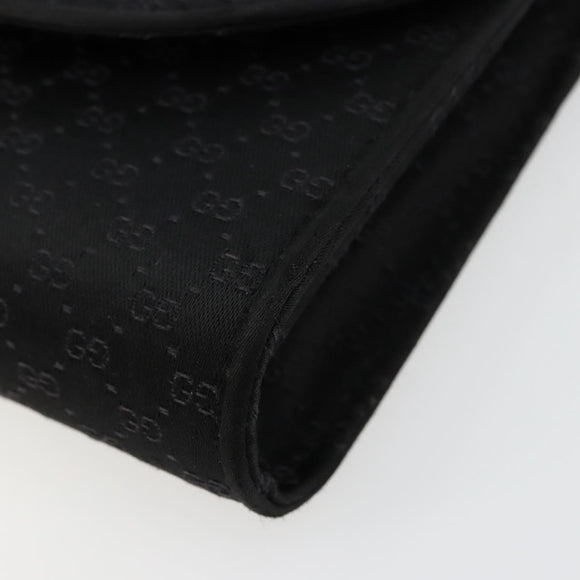GUCCI Micro GG Canvas Chain Shoulder Bag Black Gold Auth 179903