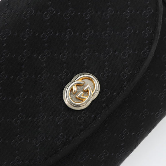 GUCCI Micro GG Canvas Chain Shoulder Bag Black Gold Auth 179903