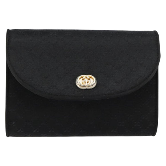 GUCCI Micro GG Canvas Chain Shoulder Bag Black Gold Auth 179903