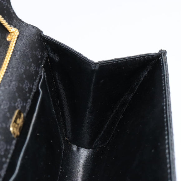 GUCCI Micro GG Canvas Chain Shoulder Bag Black Gold Auth 179903