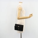 GUCCI Micro GG Canvas Chain Shoulder Bag Black Gold Auth 179903-23