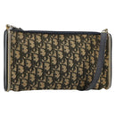 Christian Dior Trotter Canvas Shoulder Bag Gold Navy Auth 179905-1