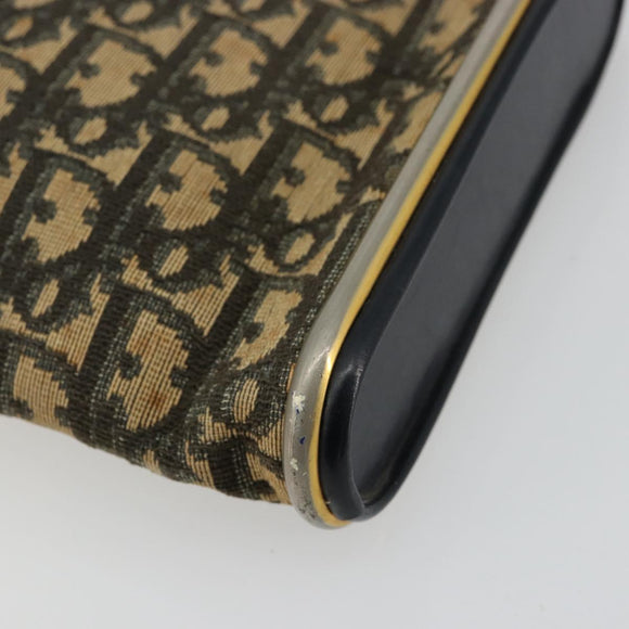 Christian Dior Trotter Canvas Shoulder Bag Gold Navy Auth 179905