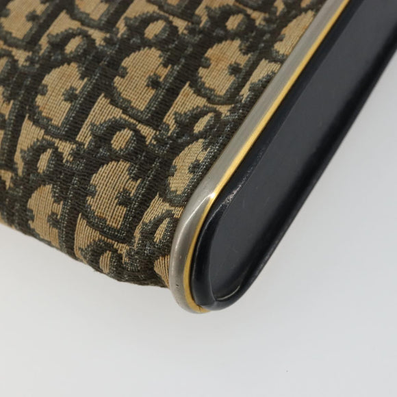 Christian Dior Trotter Canvas Shoulder Bag Gold Navy Auth 179905