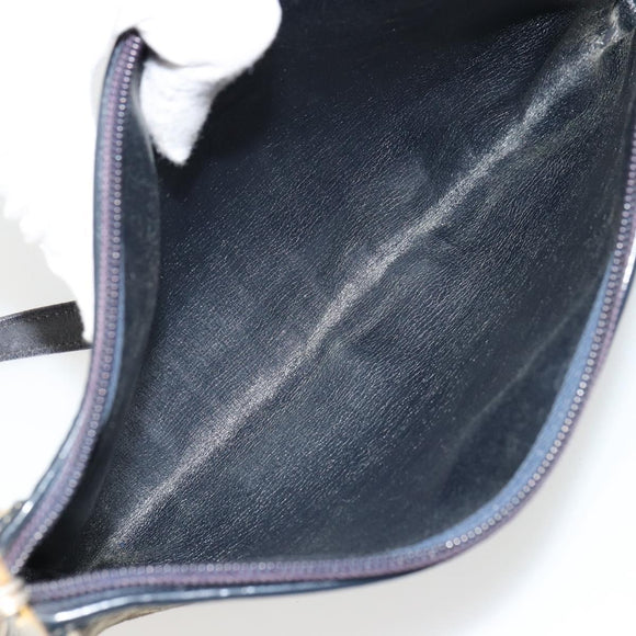 Christian Dior Trotter Canvas Shoulder Bag Gold Navy Auth 179905