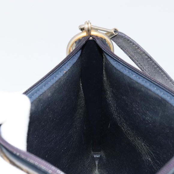 Christian Dior Trotter Canvas Shoulder Bag Gold Navy Auth 179905