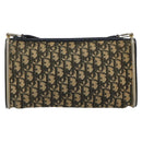 Christian Dior Trotter Canvas Shoulder Bag Gold Navy Auth 179905-2