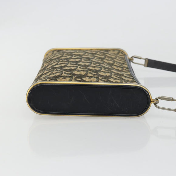 Christian Dior Trotter Canvas Shoulder Bag Gold Navy Auth 179905