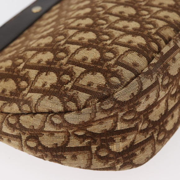 Christian Dior Trotter Canvas Shoulder Bag Gold Beige Auth 179906