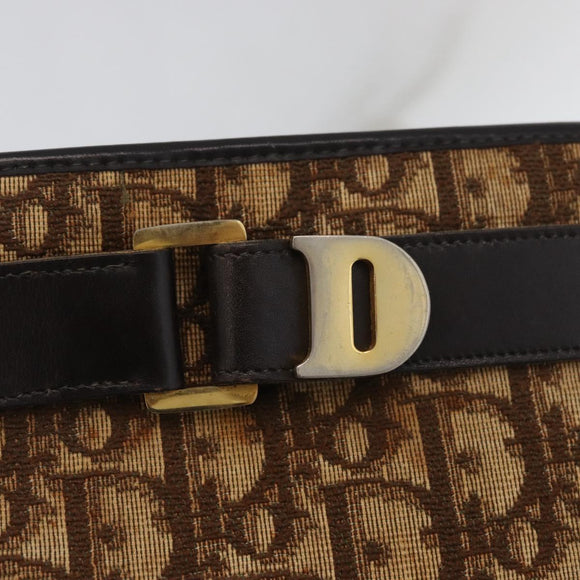 Christian Dior Trotter Canvas Shoulder Bag Gold Beige Auth 179906