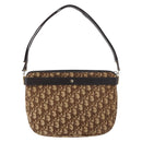 Christian Dior Trotter Canvas Shoulder Bag Gold Beige Auth 179906-3