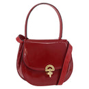 CELINE Hand Bag Patent leather 2way Red Gold Auth 179911-1