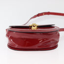 CELINE Hand Bag Patent leather 2way Red Gold Auth 179911-5