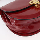 CELINE Hand Bag Patent leather 2way Red Gold Auth 179911-9