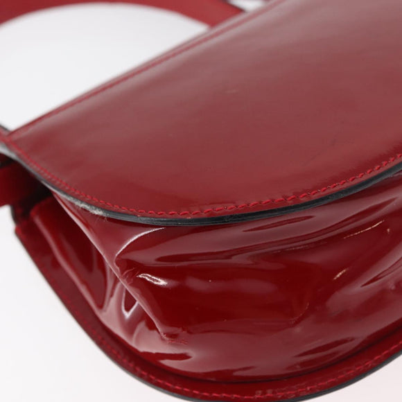 CELINE Hand Bag Patent leather 2way Red Gold Auth 179911