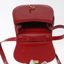 CELINE Hand Bag Patent leather 2way Red Gold Auth 179911-10