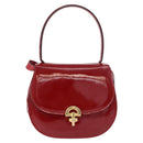 CELINE Hand Bag Patent leather 2way Red Gold Auth 179911-13